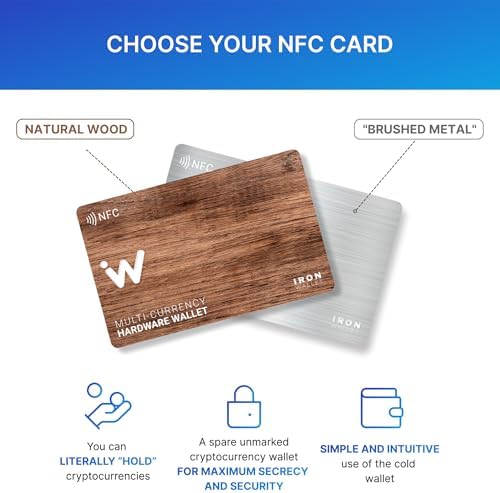 NFC Crypto Wallet - Pack of 2 - Wood Style Cold Crypto Wallet - Iron Wallet designed for Bitcoin, Ethereum & more - Offline hardware secure smart wallet - Coin Storage - Save seed phrase - Image 6
