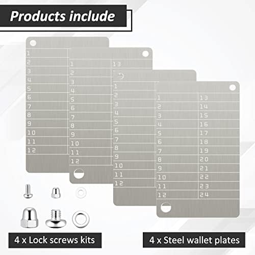 4 Plates Steel Wallet Crypto Cryptocurrency Seed Storage Crypto Wallet for Bitcoin Hardware Cold Backup, Compatible with BIP39 Hardware(Stainless Steel Classic Color) - Image 3