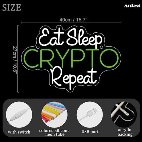 Eat Sleep Crypto Repeat Neon Sign Game Neon Wall Decor Glow Sign Light for Boy Game Room Decor Neon Signs Decoration for Man Cave Bedroom Party Background Holiday Brithday Gift - Image 2