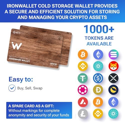 NFC Crypto Wallet - Pack of 2 - Wood Style Cold Crypto Wallet - Iron Wallet designed for Bitcoin, Ethereum & more - Offline hardware secure smart wallet - Coin Storage - Save seed phrase - Image 3