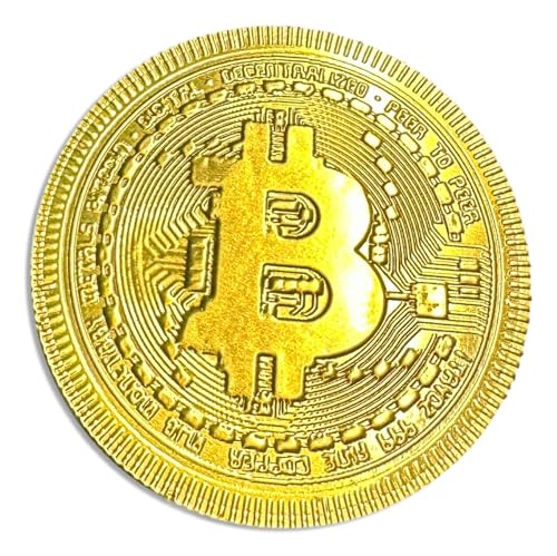Foiled Again! XL Chocolate Bitcoins Drum - 10 Extra Large Belgian Milk Bitcoins - Intricate Detail Imprinting - Foil and Chocolate Embossed - BTC Crypto Gift Tin - Image 2