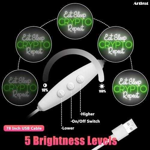 Eat Sleep Crypto Repeat Neon Sign Game Neon Wall Decor Glow Sign Light for Boy Game Room Decor Neon Signs Decoration for Man Cave Bedroom Party Background Holiday Brithday Gift - Image 5