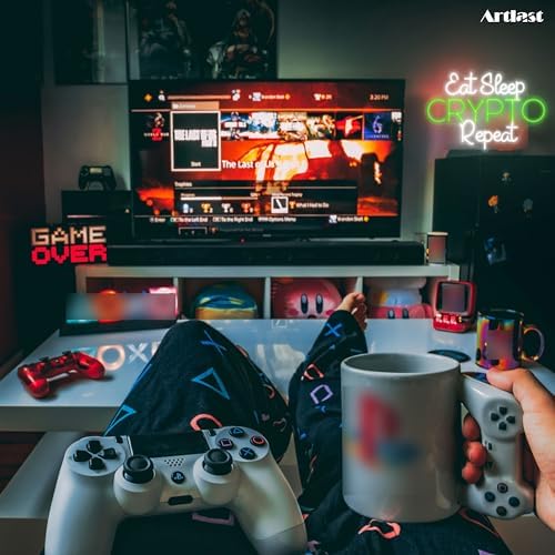 Eat Sleep Crypto Repeat Neon Sign Game Neon Wall Decor Glow Sign Light for Boy Game Room Decor Neon Signs Decoration for Man Cave Bedroom Party Background Holiday Brithday Gift - Image 7