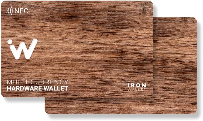 NFC Crypto Wallet - Pack of 2 - Wood Style Cold Crypto Wallet - Iron Wallet designed for Bitcoin, Ethereum & more - Offline hardware secure smart wallet - Coin Storage - Save seed phrase