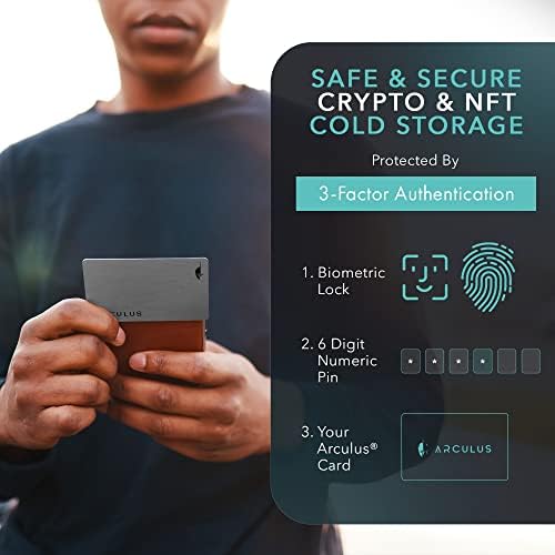 Arculus Crypto Cold Storage Wallet, Secure Bitcoin & Ethereum Wallet, 3-Factor Authentication, Silver - Image 4