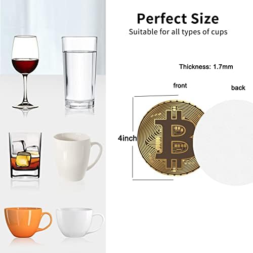 Coasters for Drinks Set of 6, Bitcoin Crypto BTC Drink Coasters for Coffee Table, Cute Farmhouse Leather Coaster for Cup Kitchen Bar Home Decor Housewarming Gift - Image 2