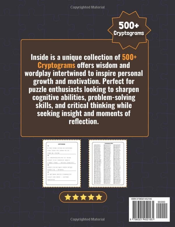 500+ Large Print Cryptogram Puzzle Book for All Ages: Inspirational and Motivational Cryptoquips and Quotes for Brain-Boosting Wisdom. - Image 2